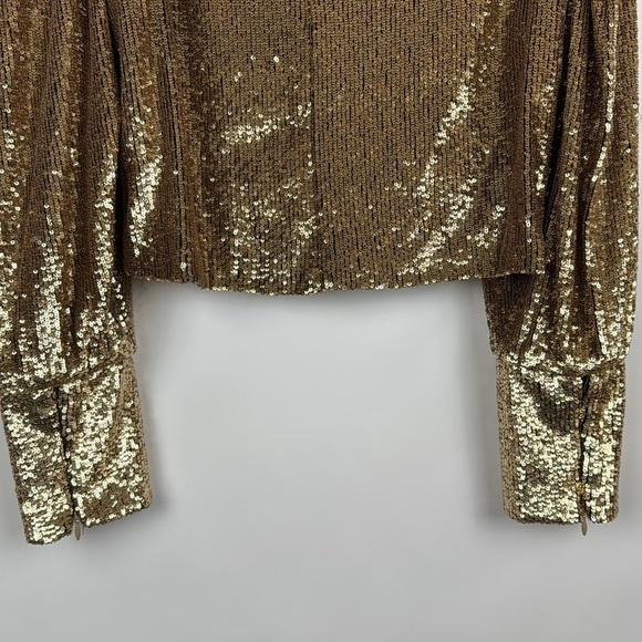 A.L.C. Margaret Sequin Mock Neck Top in Gold Size 6 - Picture 13 of 16